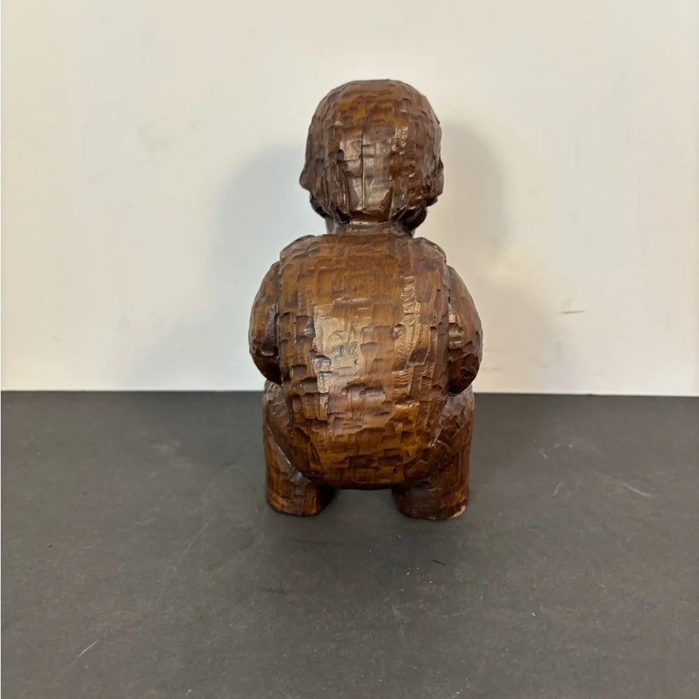 Vintage Hand-Carved Wooden Child Figurine – 6” Folk Art Sculpture